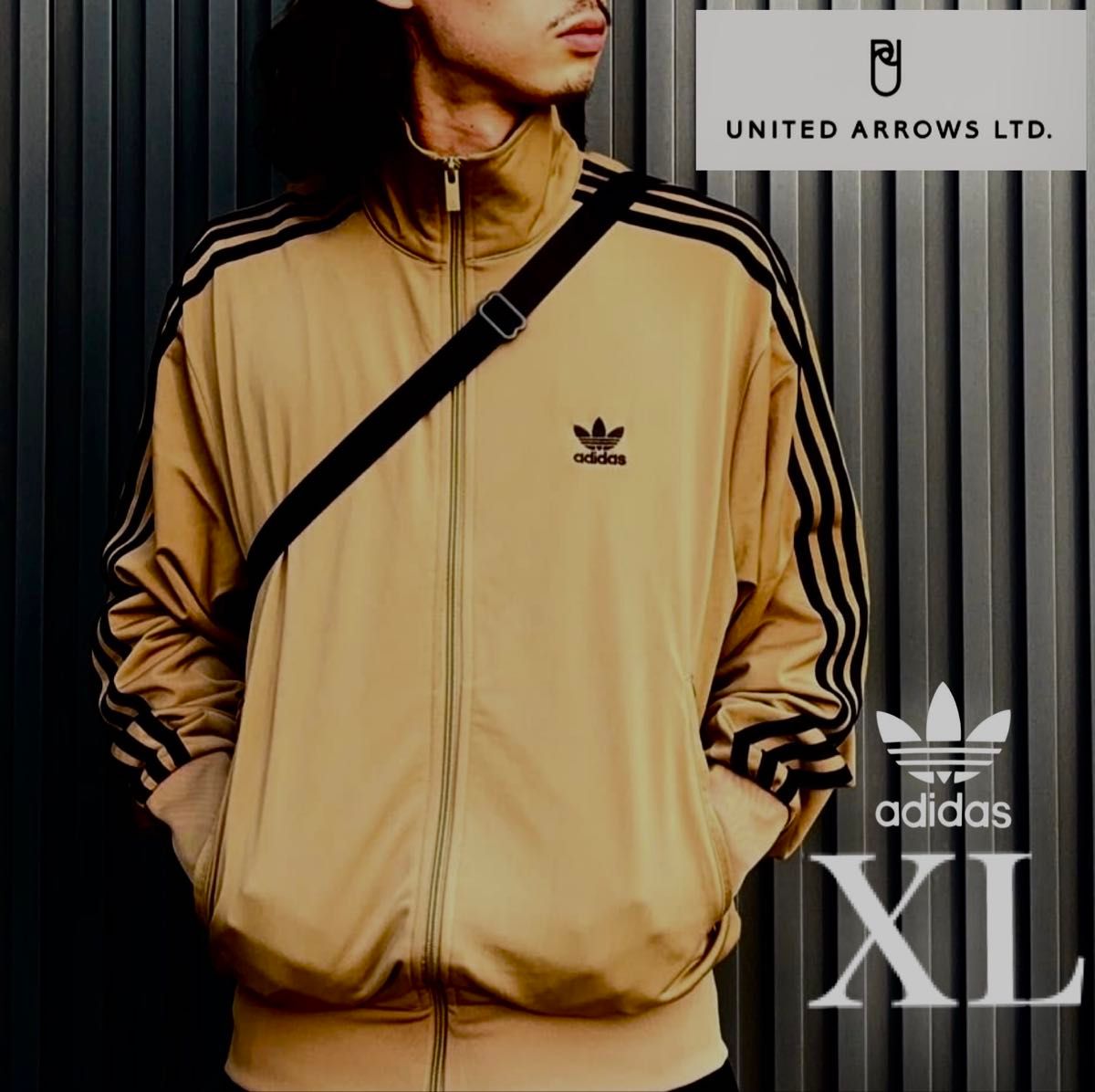 新品XL】アディダス トラックジャケット ジャージトップ ベージュ