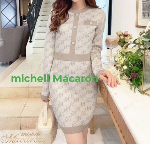 ミシェルマカロン M/Mモノグラムアンサンブルニットワンピース イモ