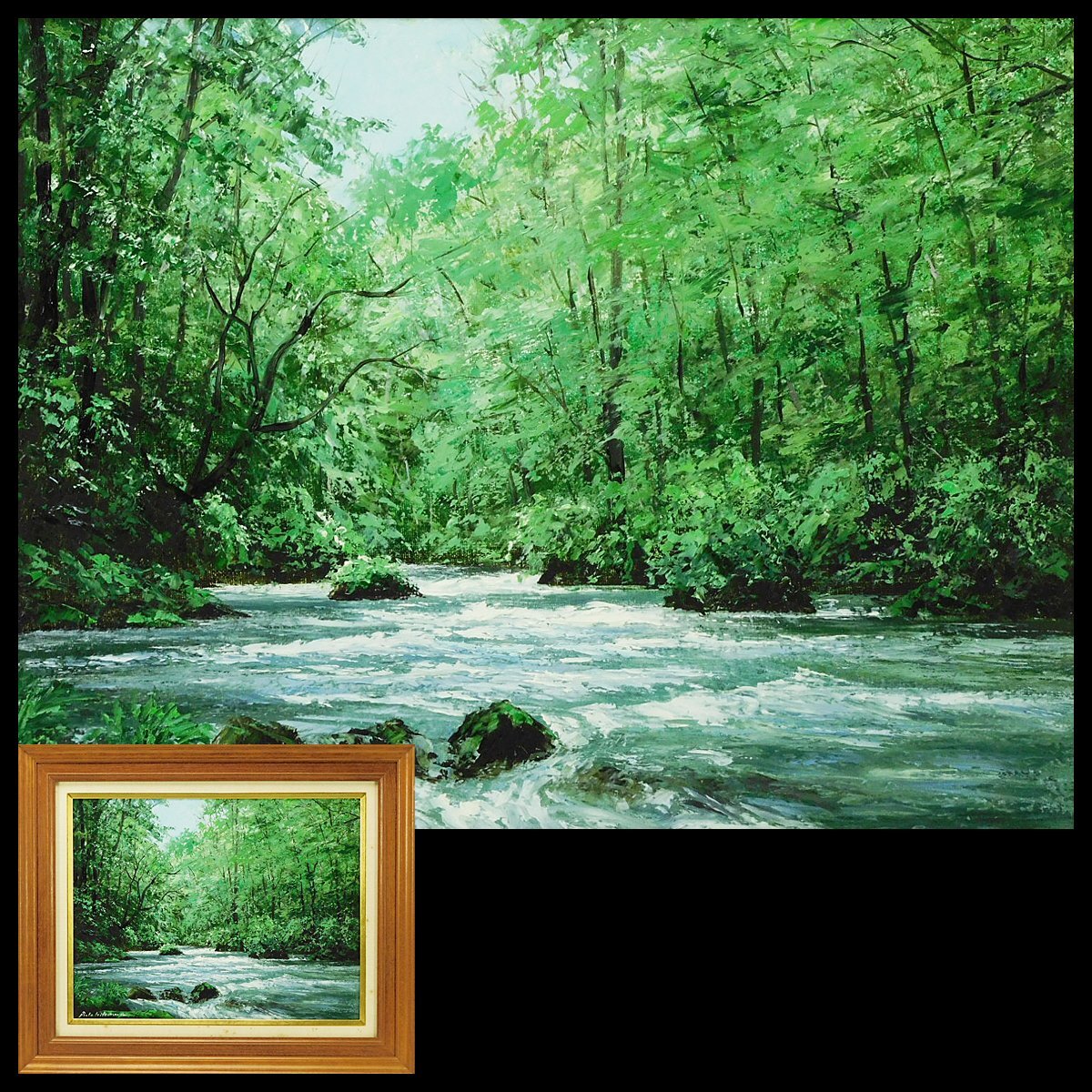 Yahoo!オークション -「奥入瀬渓流」(油彩) (絵画)の落札相場・落札価格