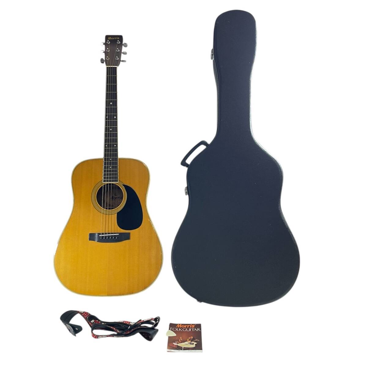 Morris w-25 アコースティックギター ケース、ストラップ付き Morris w