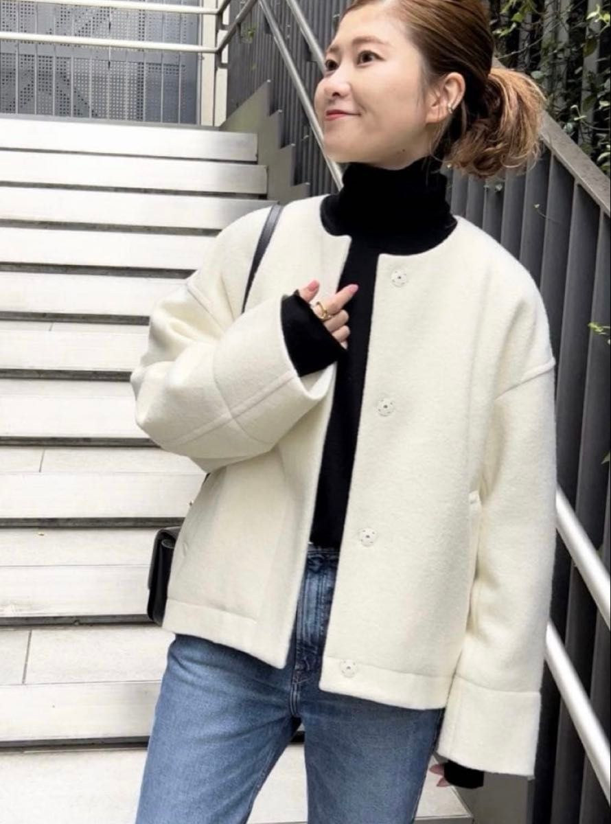 Noble ノーブル メルトンパフスリーブショートコート 新品タグ付 38