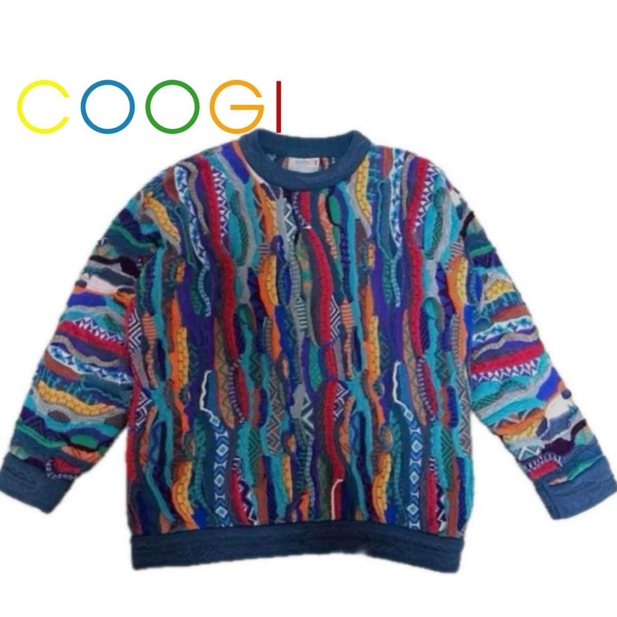 COOGIクージー3Dニット セーター 90s ヴィンテージ マルチカラー 古着