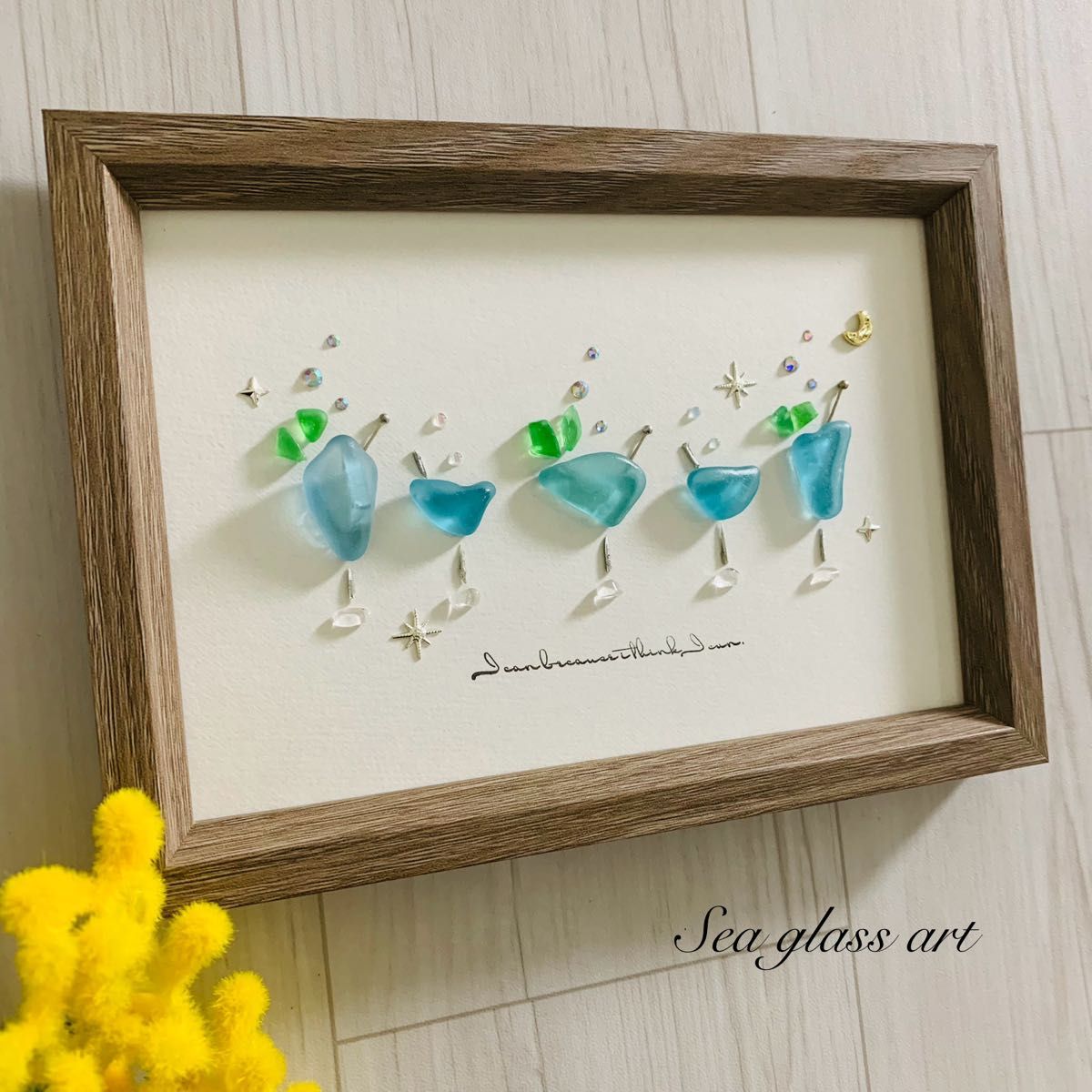 シーグラスアート No122 図鑑 海の生き物 6×5 置物 欧米 A5 クラゲ