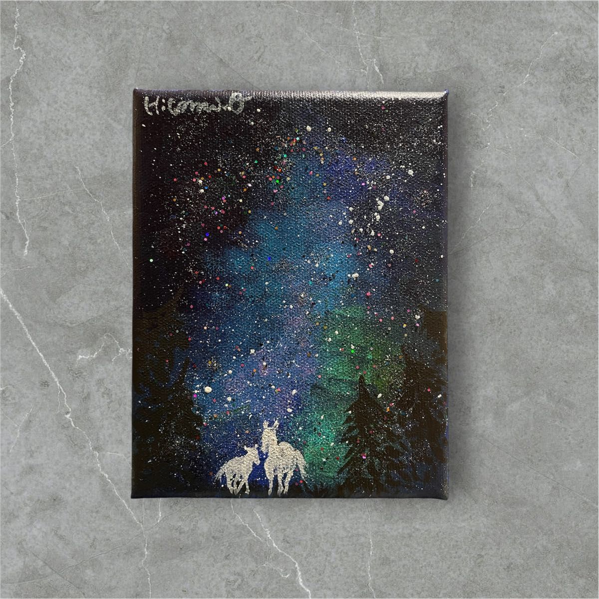 ゴッホ 夜景の風景画 抽象画キャンバスアート フレーム付き40cm x 30cm