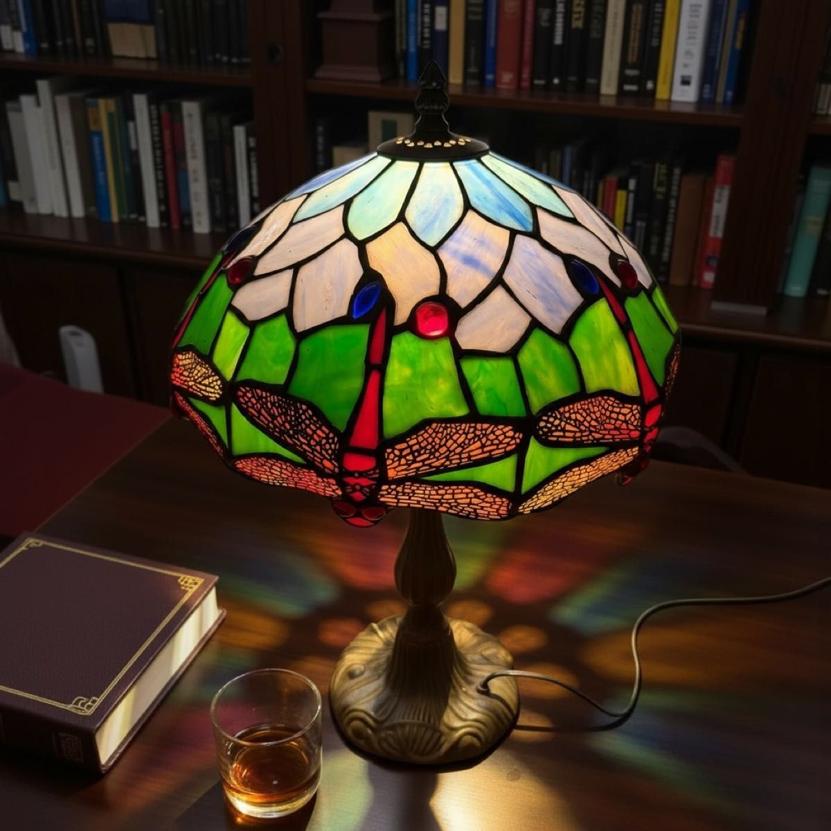 アンティーク ステンドグラス 卓上ランプ トンボ とんぼ ティファニー
