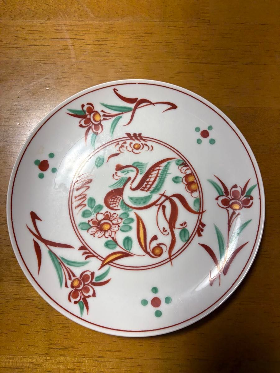 平安橘吉 赤絵和皿 5枚セット 鳳凰絵柄 平安橘吉 赤絵和皿 5枚セット