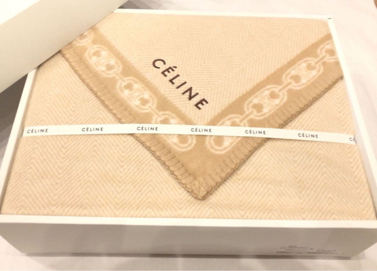 CELINE セリーヌ 綿毛布 140cm×200cm ベージュ 未使用 寝具