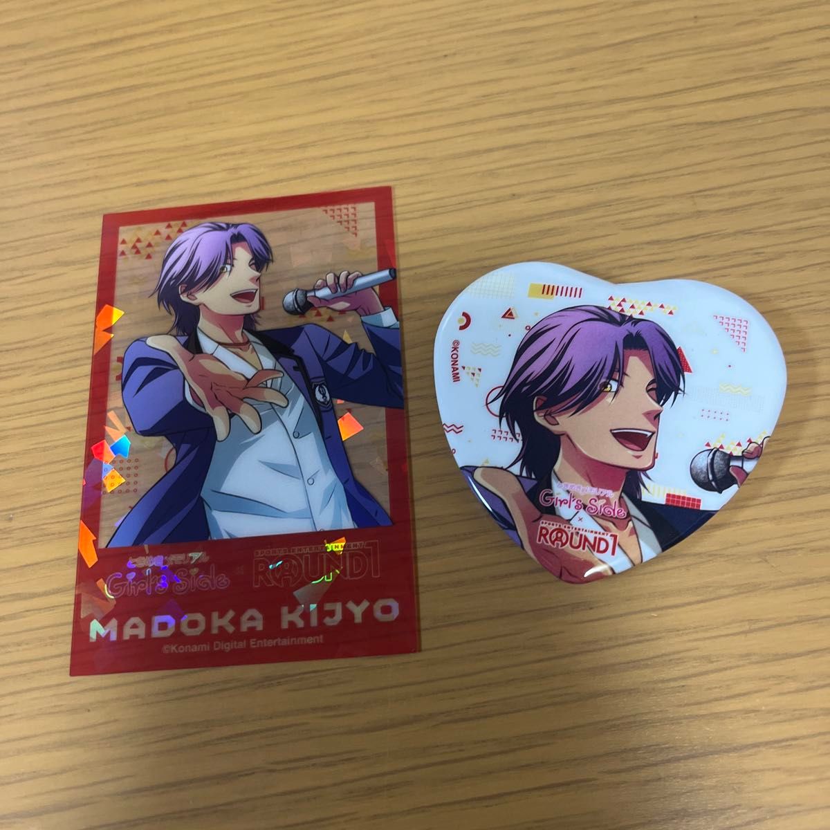 新品・ときメモgs ラウンドワンコラボ ハート缶バッジ ホログラム