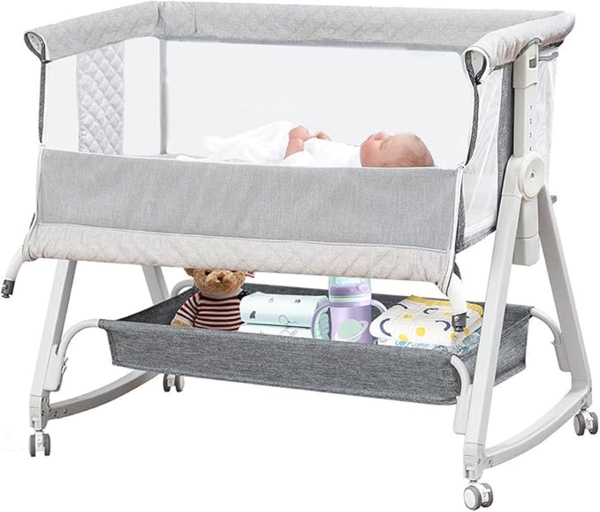 新品正規品HZDMJベビーベッド添い寝折りたたみハイローベッド08C-G