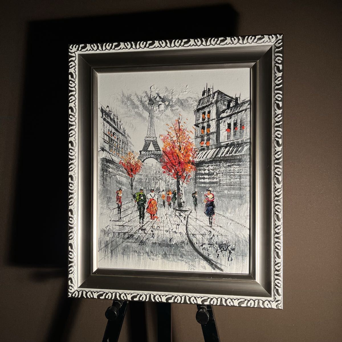 秀作 手書き油絵 ゴッホ ローヌ川の星月夜 額付 絵画 インテリア 油彩