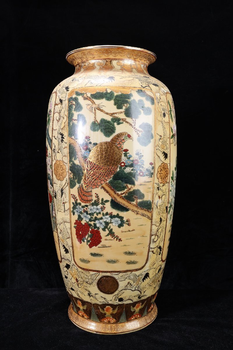 薩摩焼 大花瓶 金彩 骨董品 壷 Yahoo!オークション -「薩摩焼 大花瓶