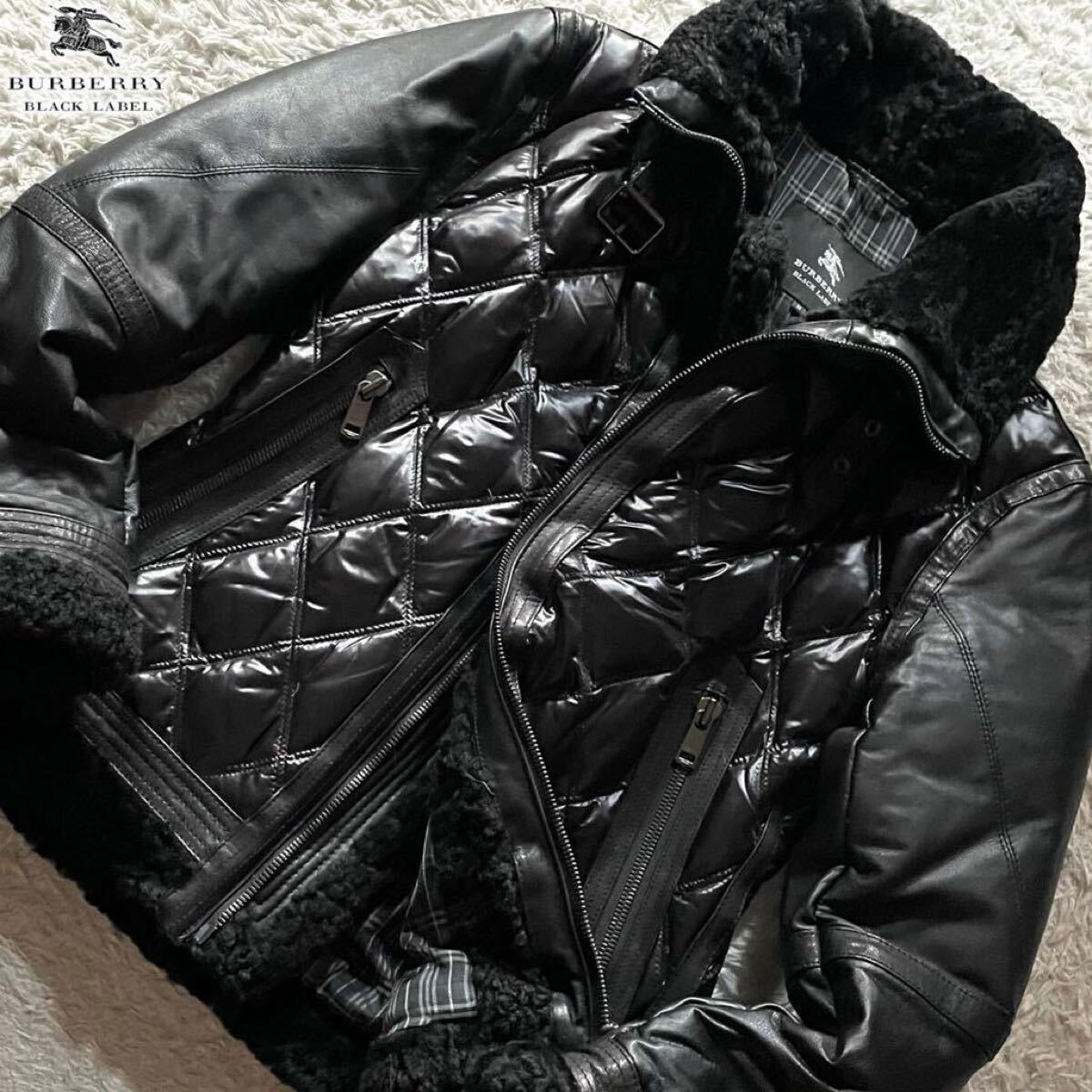 Yahoo!オークション -「バーバリーブラックレーベル ダウン ライダース