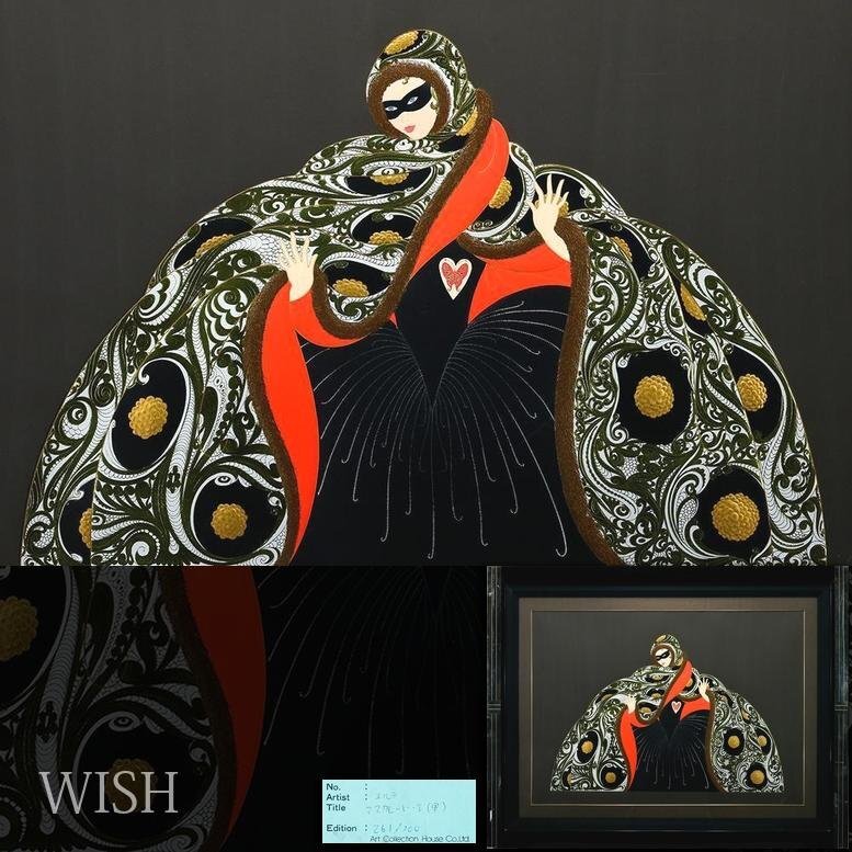 エルテ Erte 魅力 アールデコ調 額装品 アフロ 美人画 黒 赤 大判