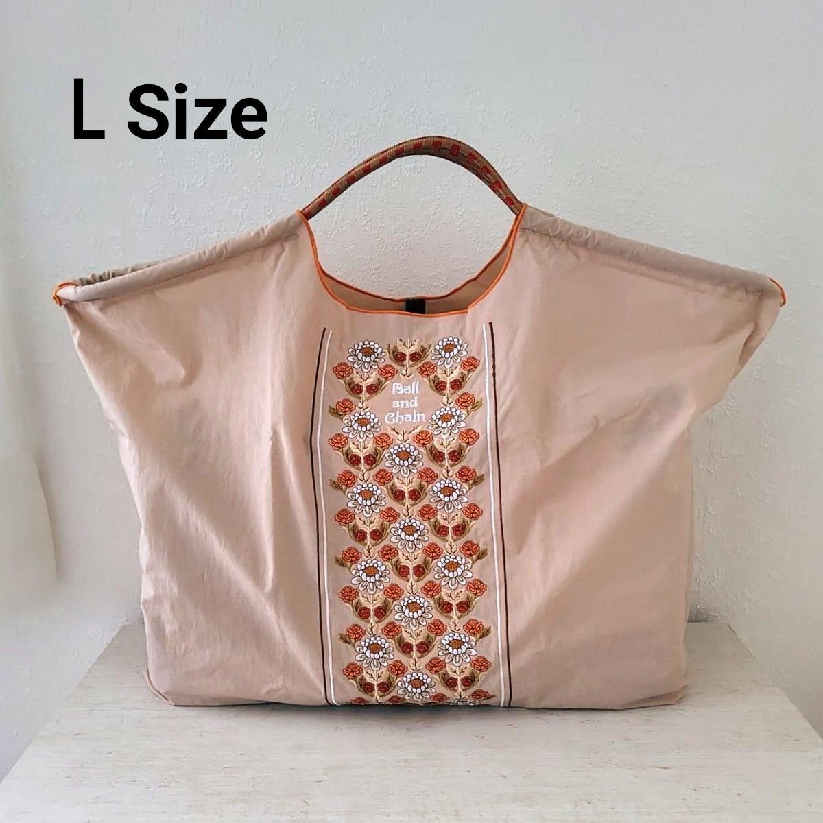 FEILER フェイラー エコバッグ 刺繍 花柄 黒 Lサイズ ブラック 買い物