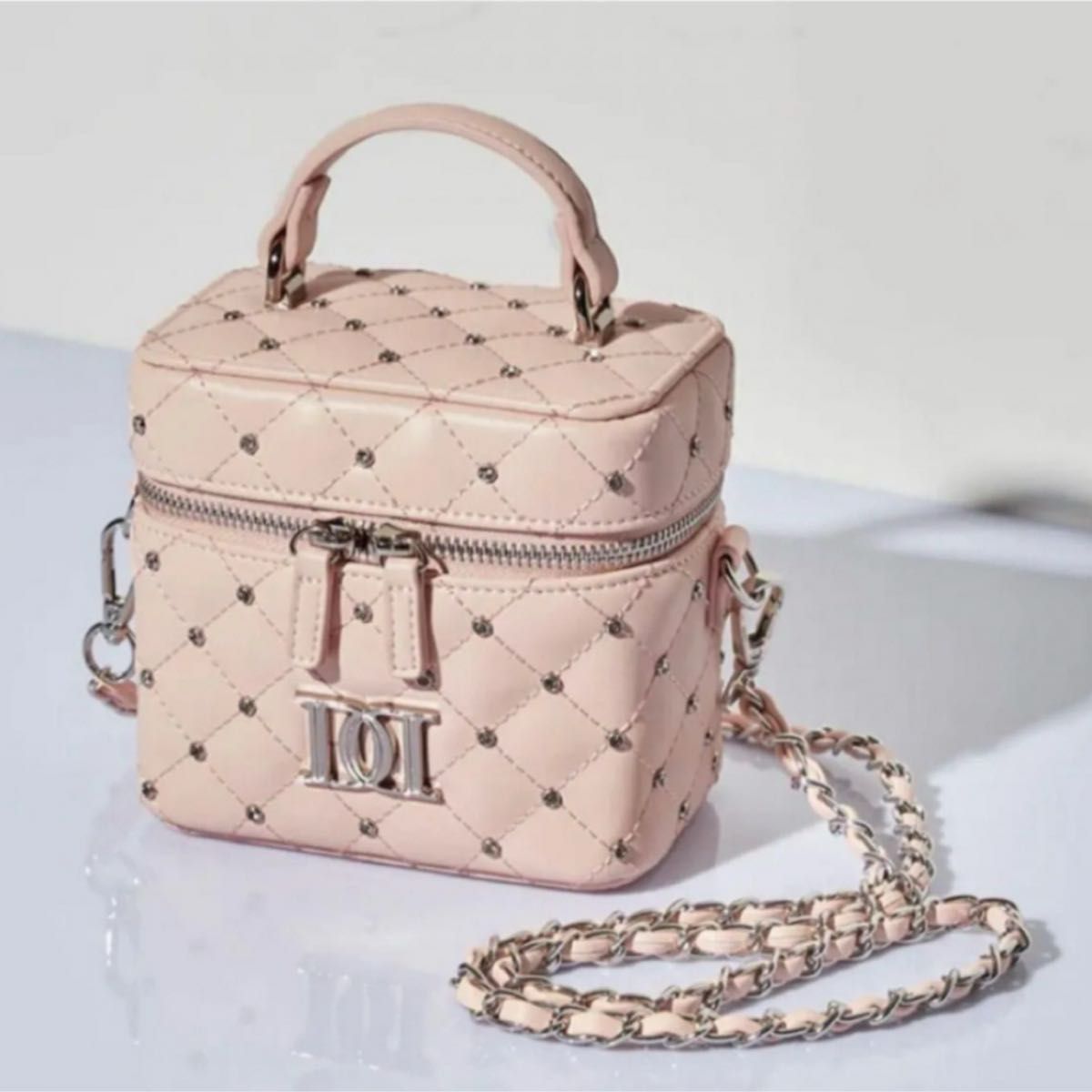 ダーリッチ Darich キルティングビジュースクエアミニバッグ ピンク