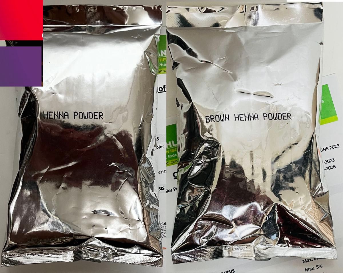 ヘナ（レッド）2袋＋（ニューブラウン）2袋】今秋収穫品セット2度塗り