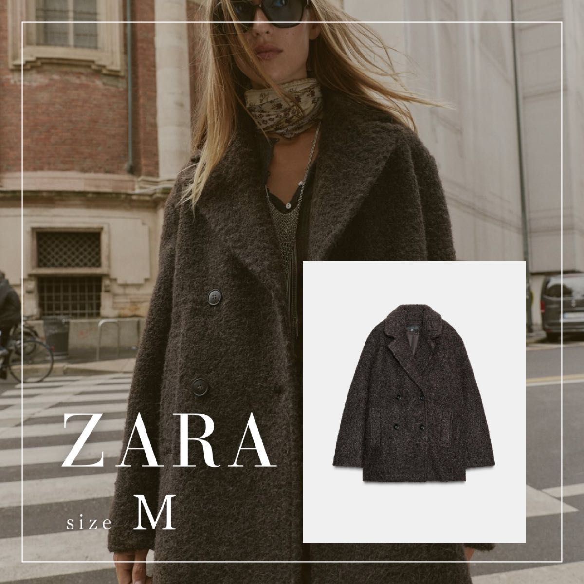 ZARA ブークレダブルブレストミディ丈コート M 新品｜Yahoo!フリマ（旧