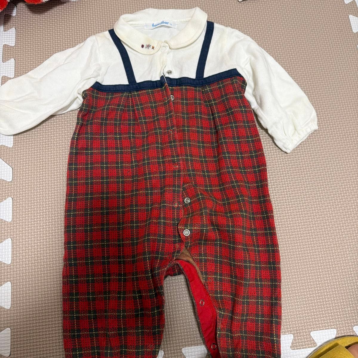 ファミリア 袖付き チェック柄 ロンパース 80｜Yahoo!フリマ（旧PayPay