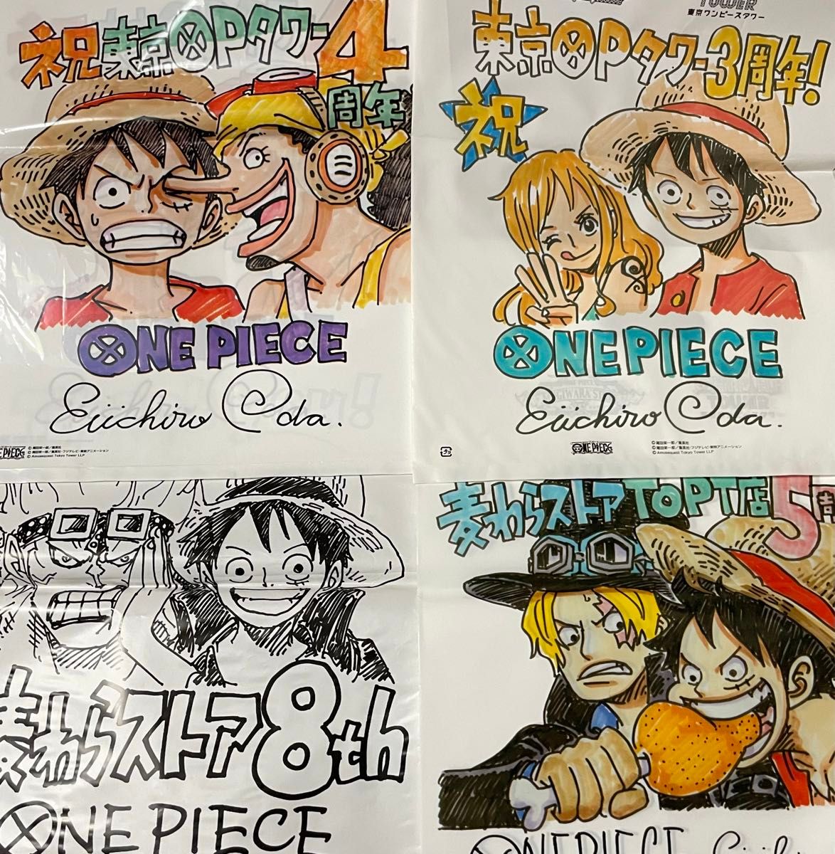 麦わらストア 東京ワンピースタワー限定 ミニサイン色紙 ルフィ サボ