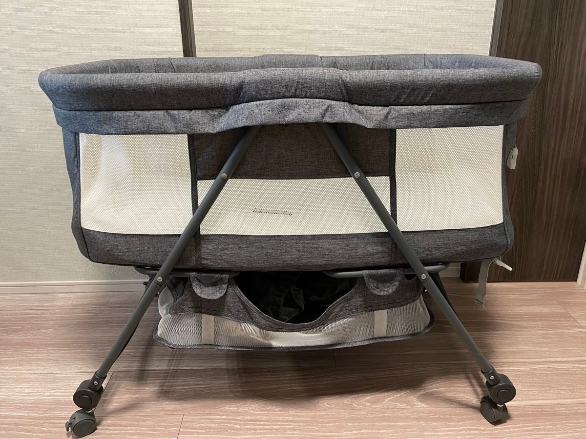 HZDMJ ベビーベッド グレー 6段階高さ調整 キャスター付き｜Yahoo