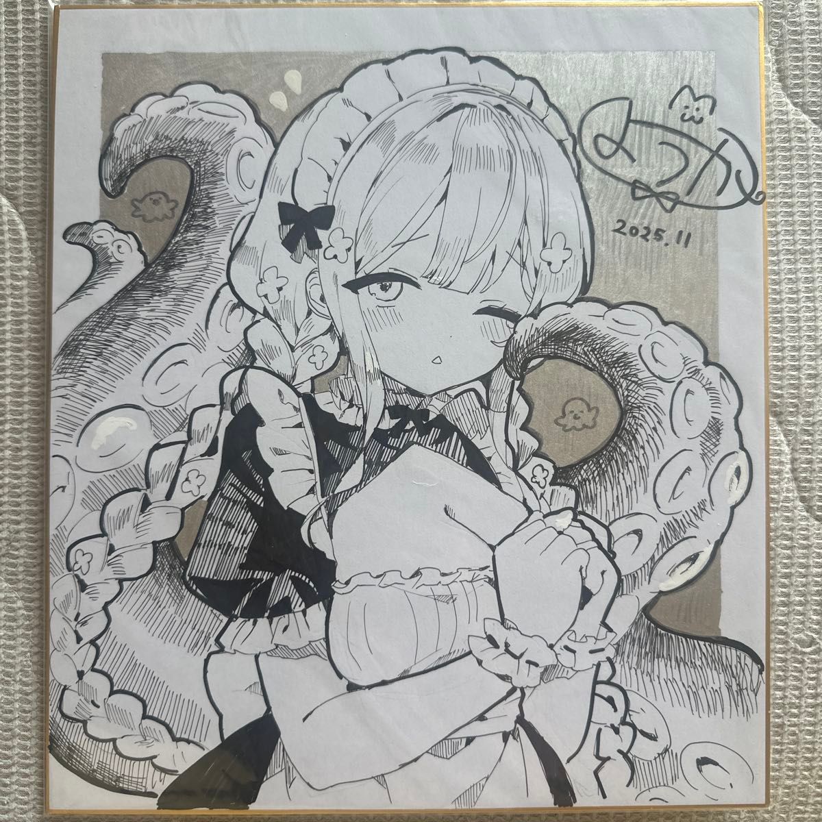 ミニ色紙 直筆イラスト アナログ 手書き オリジナル 病みかわ 地雷系