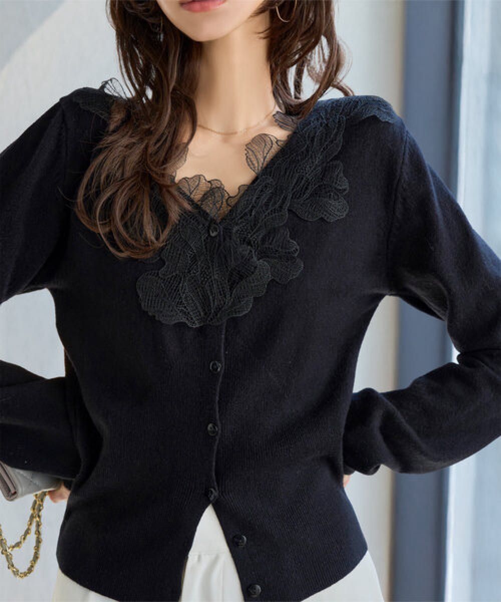 polaura レースフリルカーディガン ブラック｜Yahoo!フリマ（旧PayPay