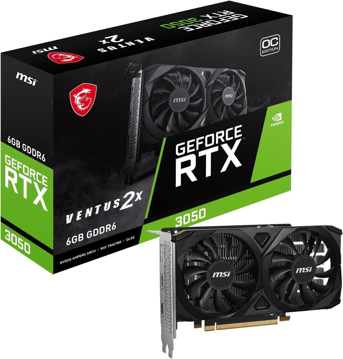MSI GeForce RTX 3050 VENTUS 2X E 6G OC グラフィックボード、ビデオ