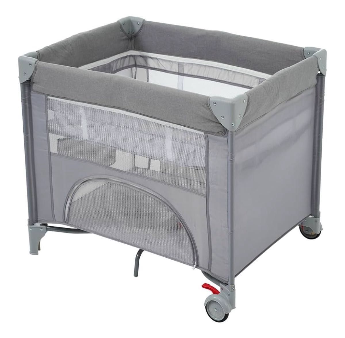 グレーの星柄プレイヤード ベビーベッド 簡易ベッド ベビーサークル