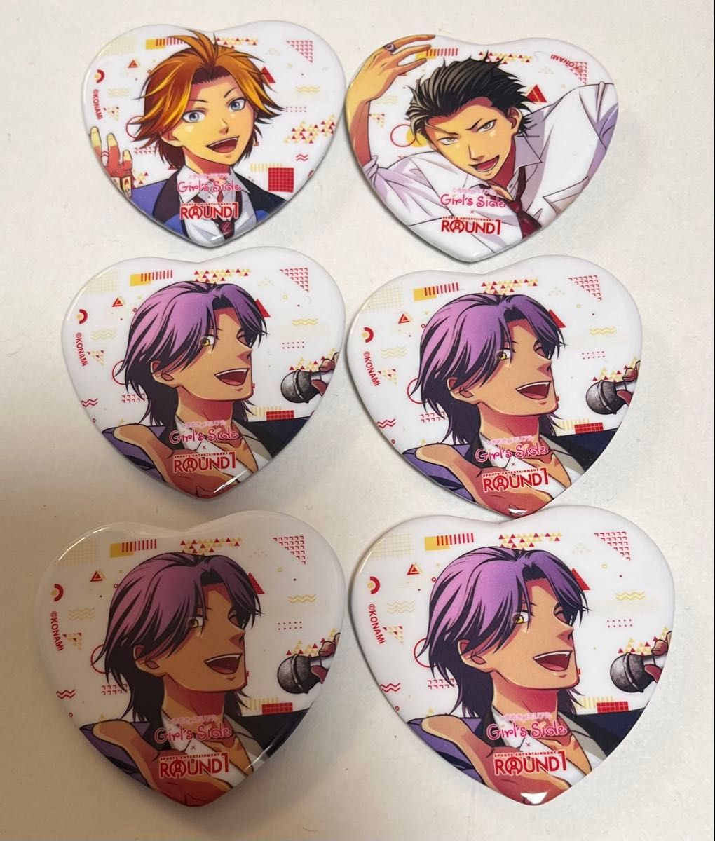 新品・ときメモgs ラウンドワンコラボ ハート缶バッジ ホログラム