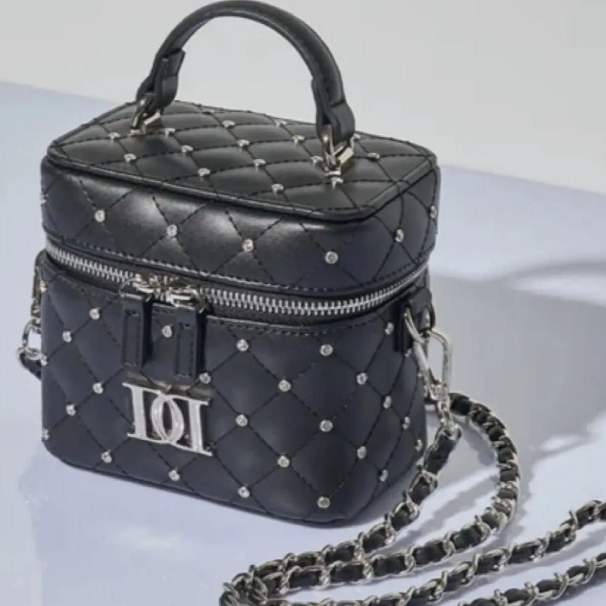 Darich ダーリッチ キルティングビジュースクエアミニバッグ BLK