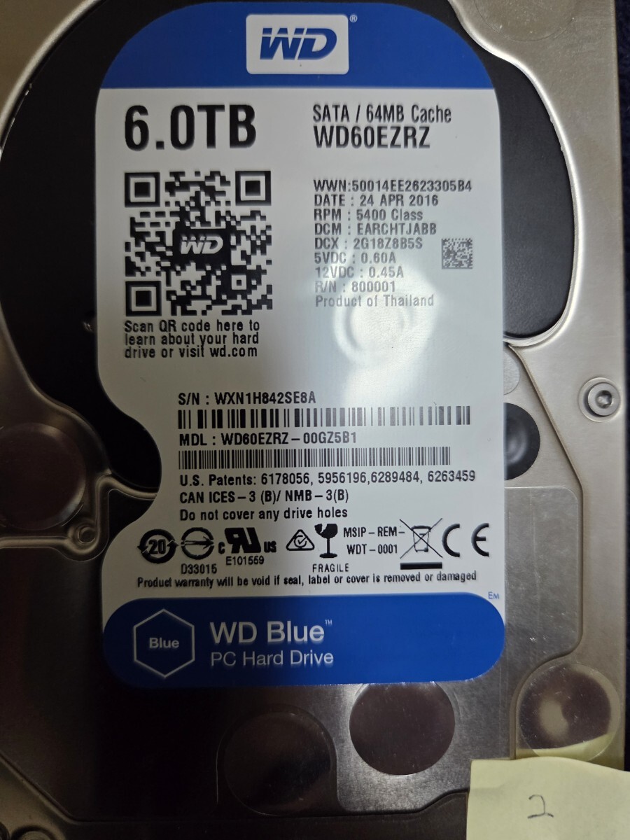 ほぼ新品 Western Digital WD60EZAX 6TB 3 5インチ内蔵HDD WD Blue