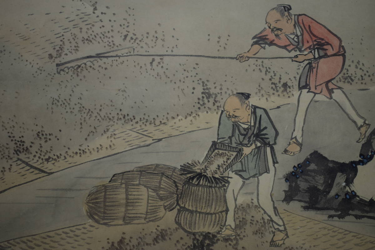 真作/景文/人物収穫図/農耕図/布袋屋掛軸HI-54 2026年