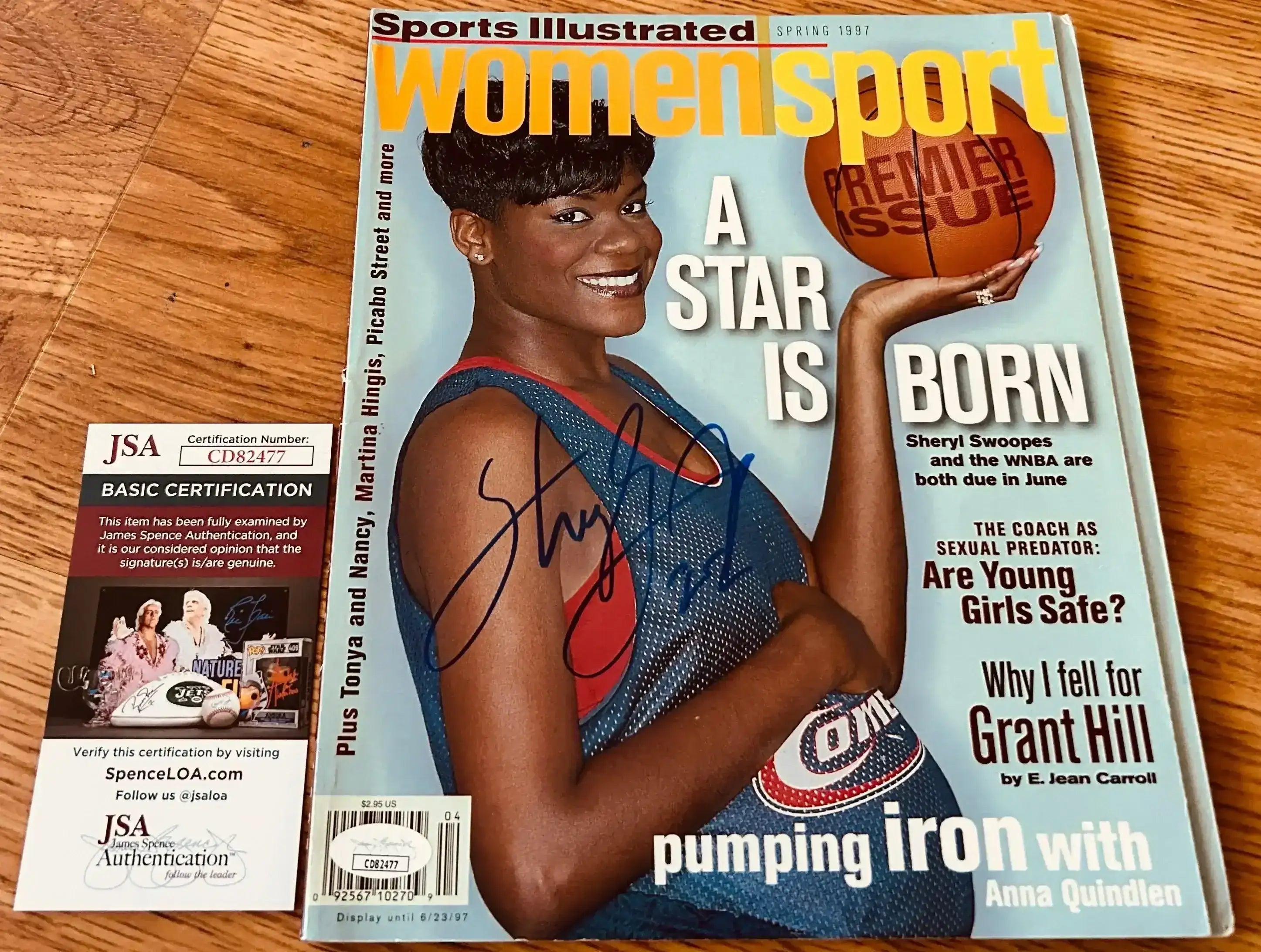 Sheryl Swoopes signed WNBA Houston Comets 1997 SI JSA