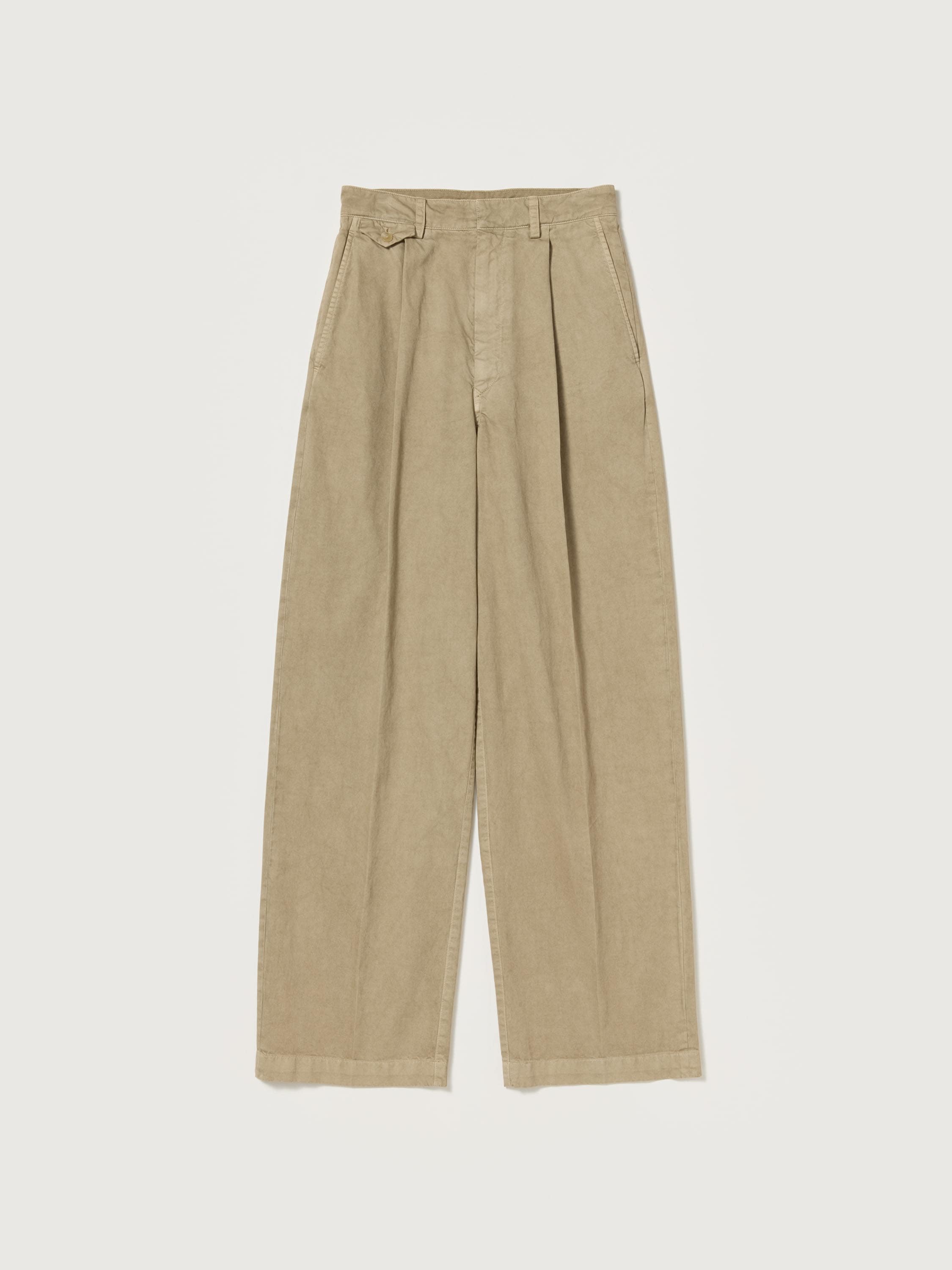 GARMENT-DYED FINX LIGHT CHINO ONE-TUCK WIDE PANTS - AURALEE