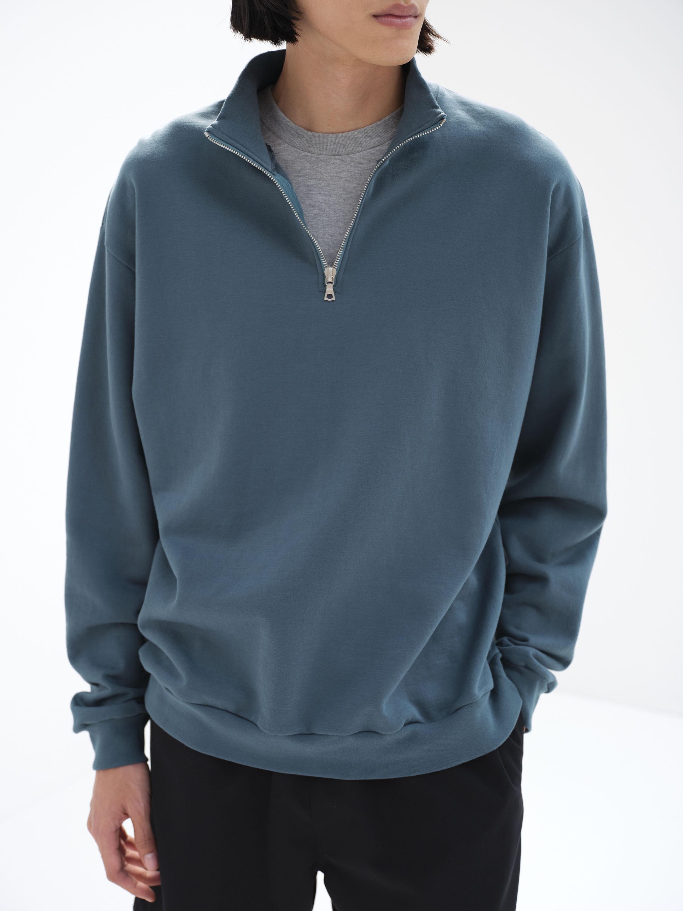 ELASTIC HIGH GAUGE SWEAT HALF ZIP P/O - AURALEE Official Website