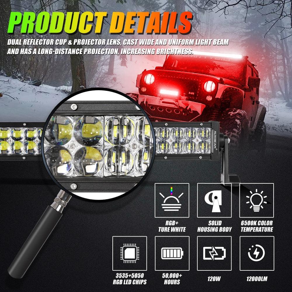 Auxbeam® 22 Inch Off Road Straight Led RGB Light Bar for Pickup