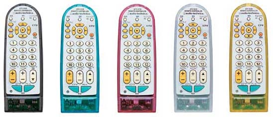 オーディオテクニカ、5色の自立型テレビ/ビデオ/DVDリモコン