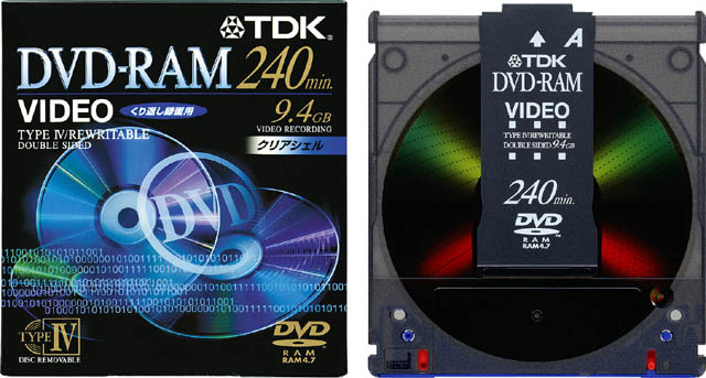 TDK、両面9.4GBのカートリッジ入り録画用DVD-RAMメディア