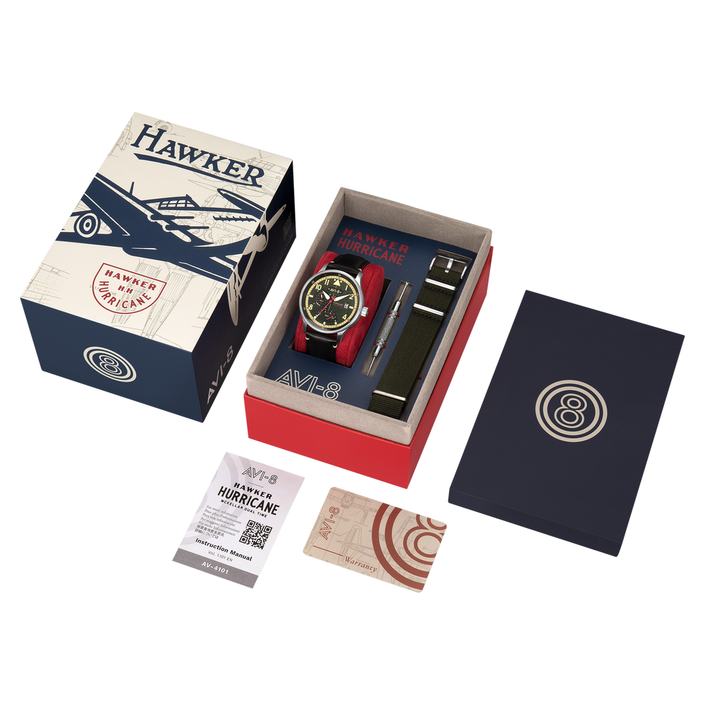 Gothic Green | Hawker Hurricane Mckellar Dual Time – AVI-8 Timepieces