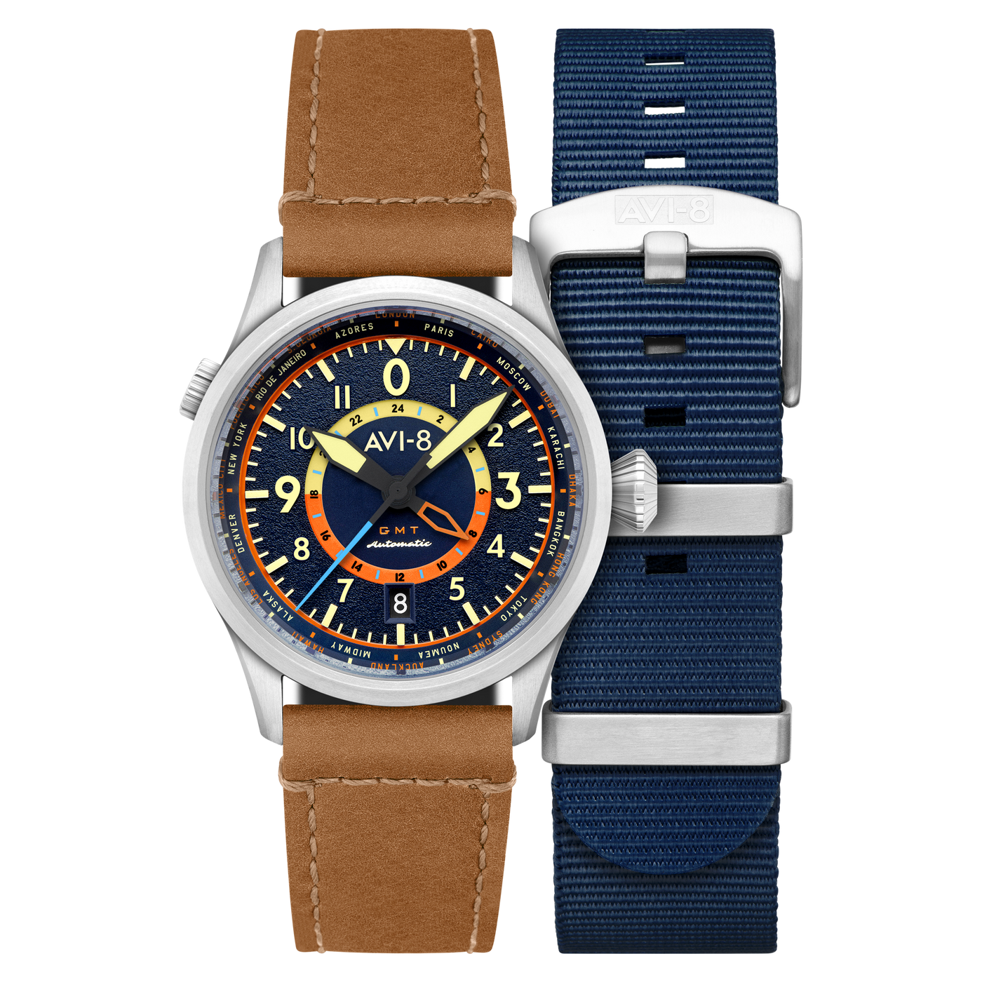 Atlantic Blue | Flyboy Wingman Worldtimer GMT Automatic – AVI-8