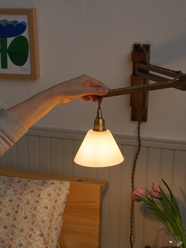 Wood Bracket ZIG × ミニガラスシェード コニック ホワイト SET