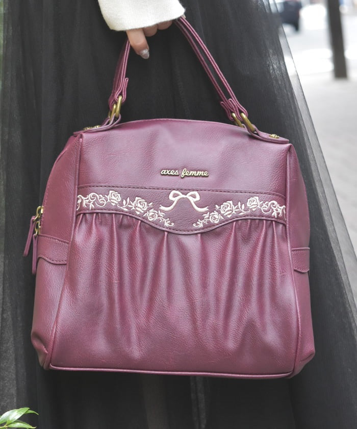 Embroidery Design Gather Boston Bag – axes femme from JAPAN
