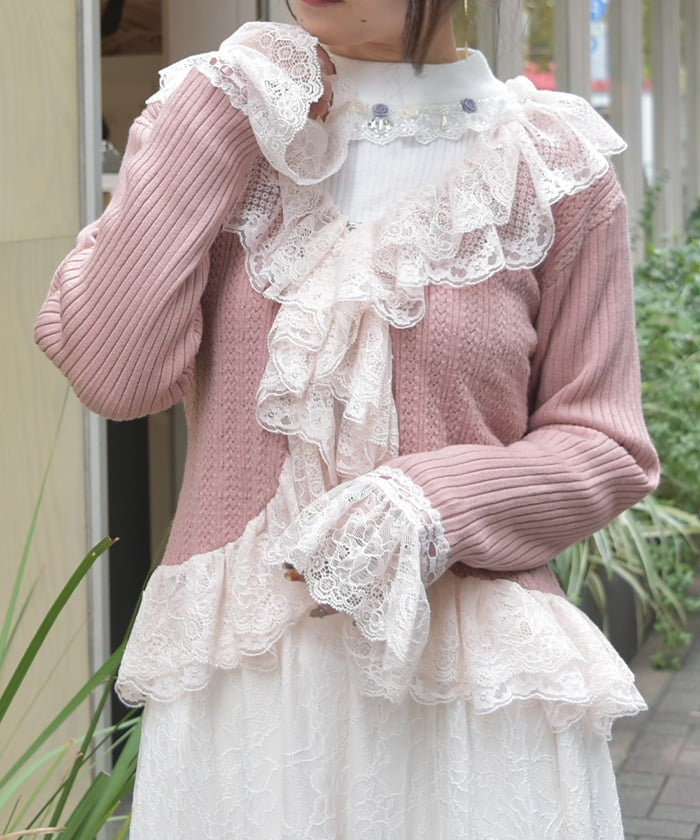 Lace Frill Knit Bolero – axes femme from JAPAN