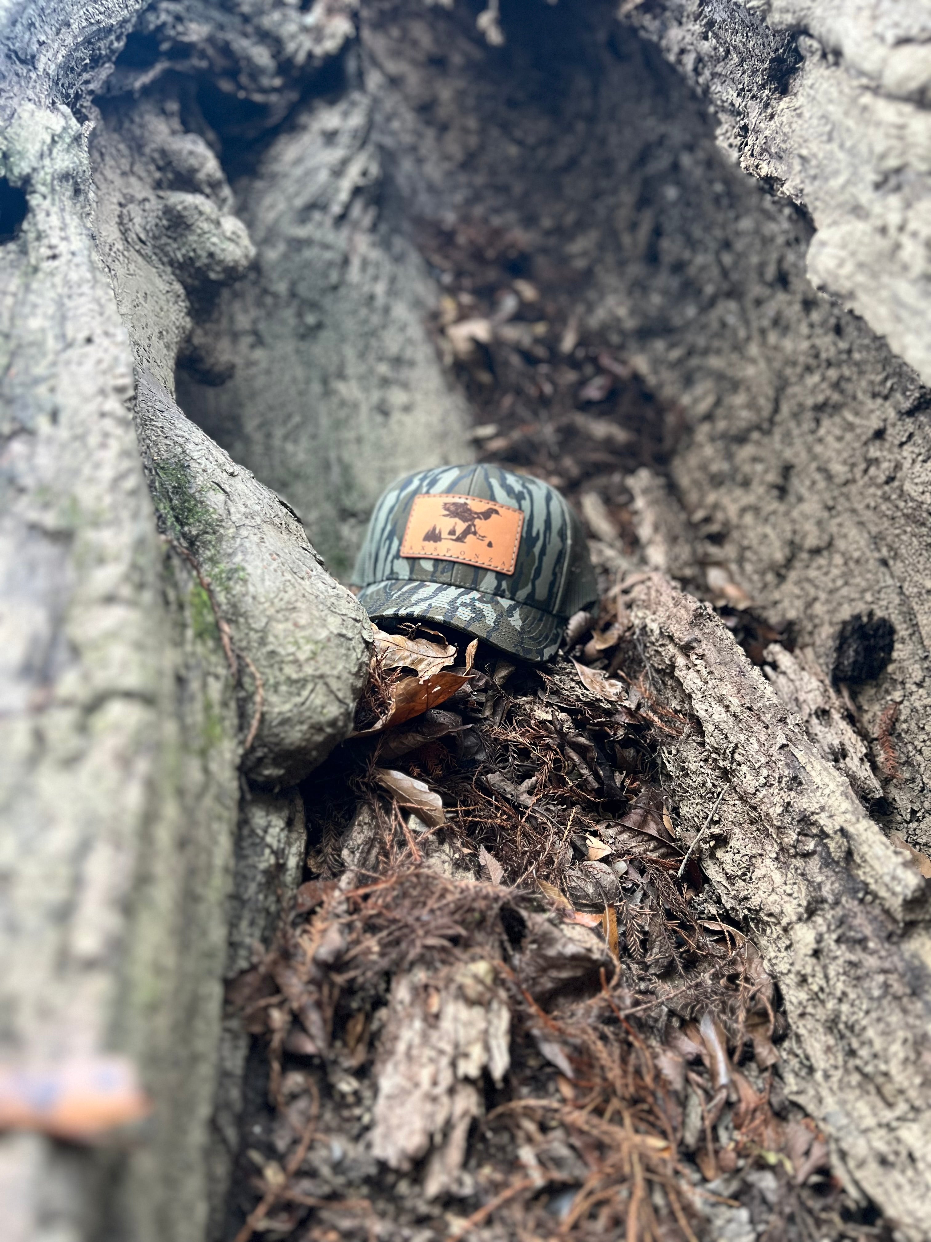 Woodie Landing Leather Patch Trucker Hat Bottomland/Loden