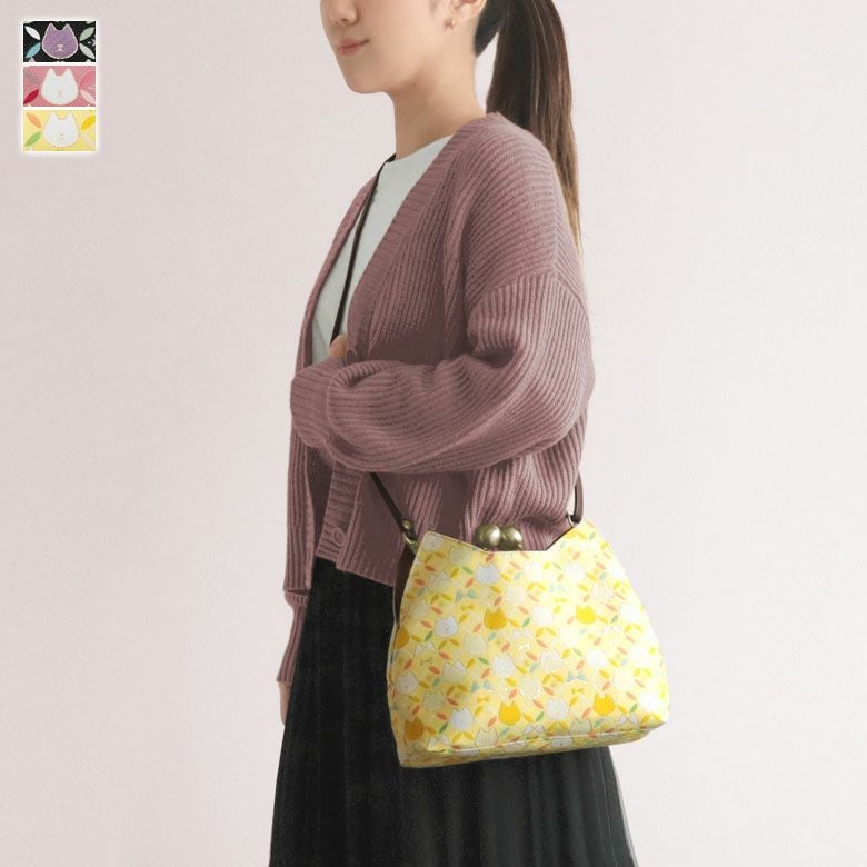 在庫商品】がま口にゃんこポシェット【ねこ七宝ジャガード】 | がま口