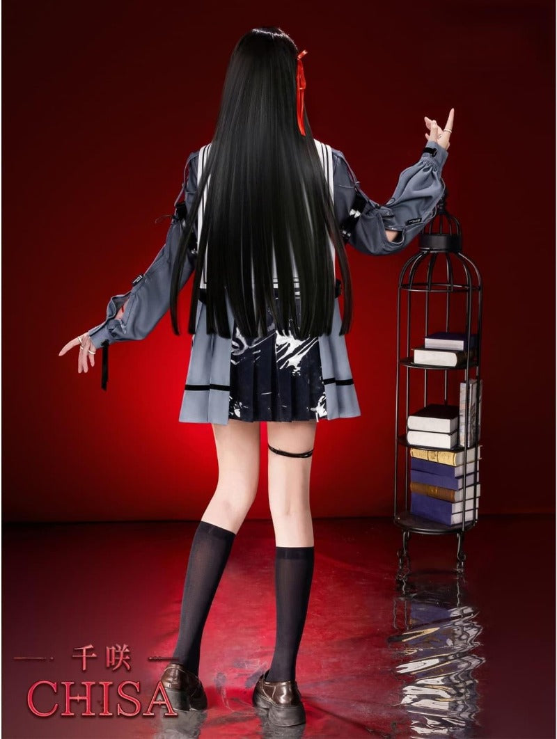 Azuiblc 鳴潮 千咲 コスプレ衣装 ウィッグ付き ハット付き 朽葉千咲 黒