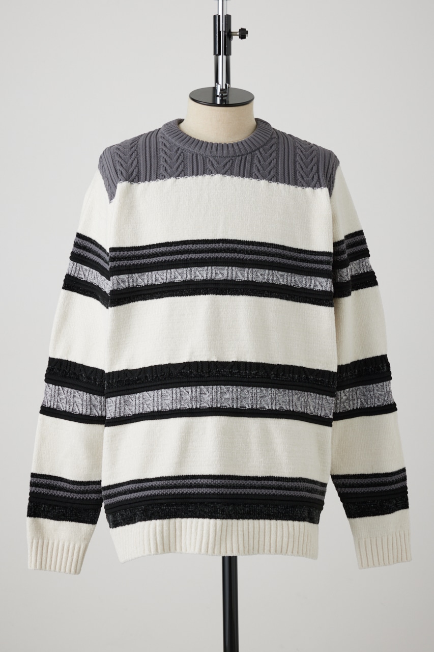 モールボーダーコンビネーションニット｜MEN｜251HAC70-220I｜AZUL BY