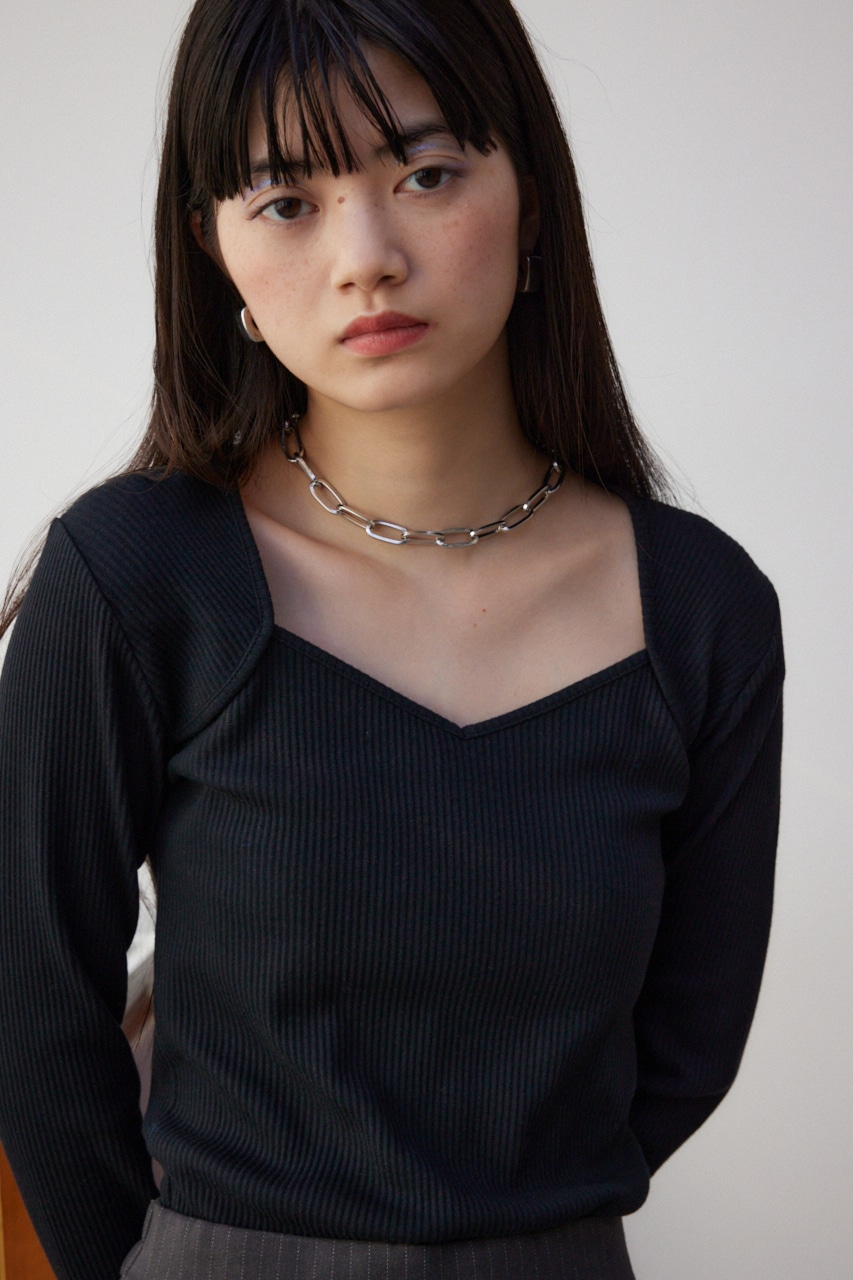 ダイヤネック長袖リブトップス｜WOMEN｜250HSF80-080C｜AZUL BY MOUSSY