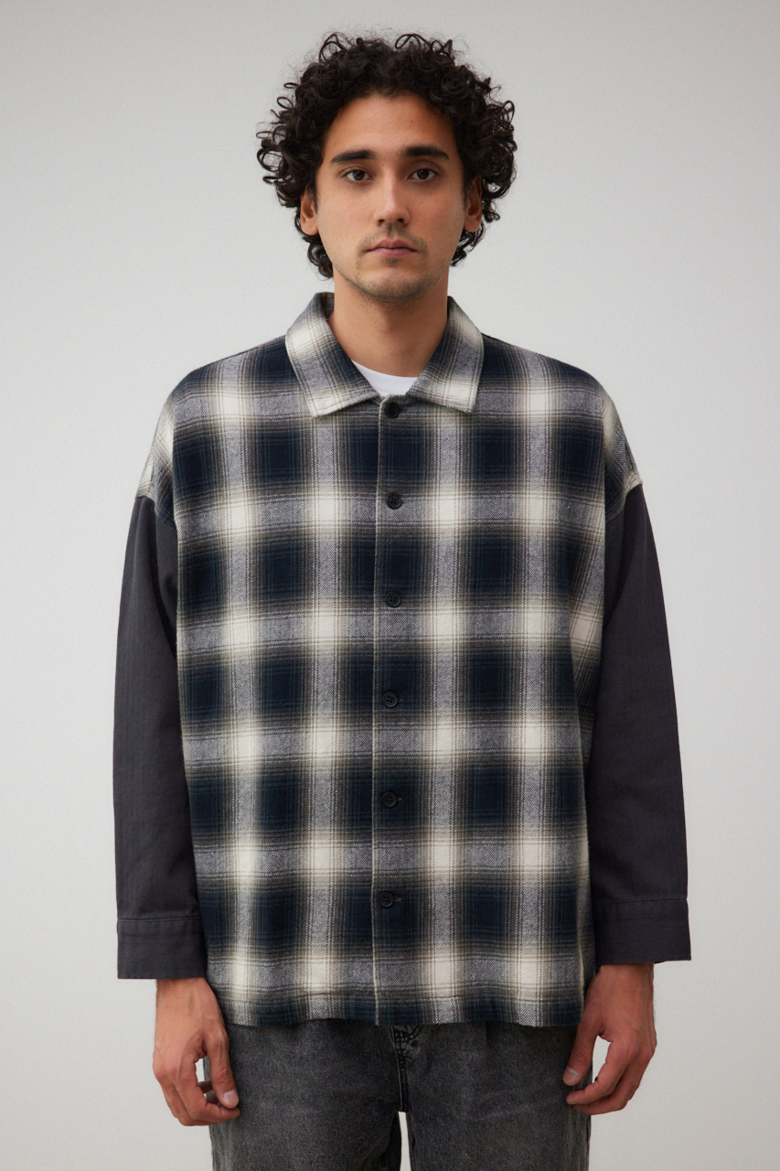 袖切替チェック柄シャツジャケット｜MEN｜251HST30-075C｜AZUL BY