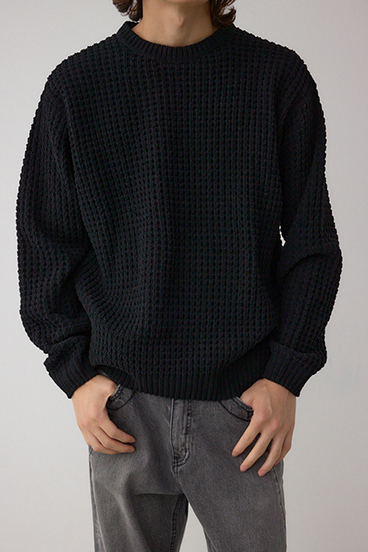 ワッフル編みマットモールニット｜MEN｜251IAB70-0631｜AZUL BY MOUSSY